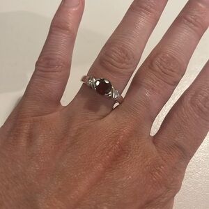 Genuine garnet ring set in 925 sterling silver
